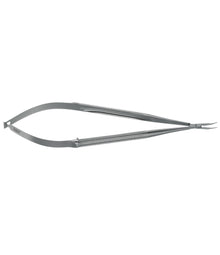 S&T Needle holder curved round handle 8mm, 15 cm long, Tip 0.2 mm without lock (00730)